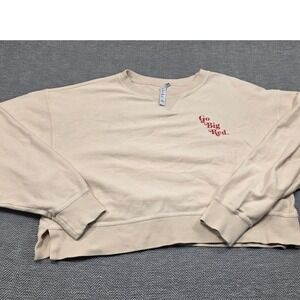 Chicka-d Go Big Red Corded Sweatshirt XL Cream Oversized Nebraska Husker